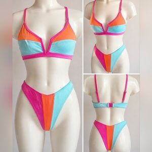 Zaful brand two piece Multi-coloured bikini set #beachwear Colorful Bikini Set